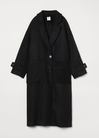 Черное демисезонное Пальто подовжене однобортное H&M