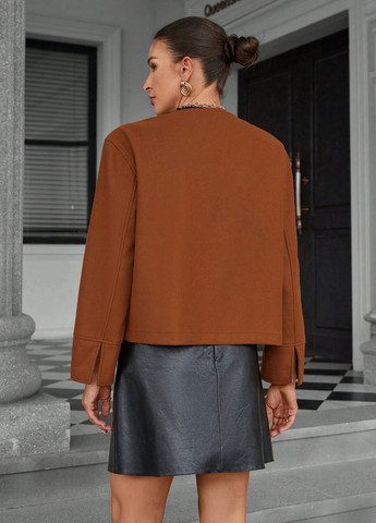 Коричневе Кежуал напівпальто SHEIN однотонне