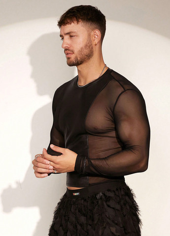 Лонгслів SHEIN однотонний чорний кежуали поліамід