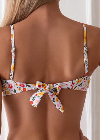 Комбинированный летний купальник (лиф, трусики) балконет, раздельный SHEIN