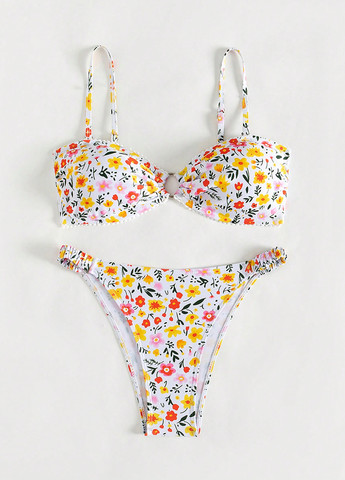 Комбинированный летний купальник (лиф, трусики) балконет, раздельный SHEIN