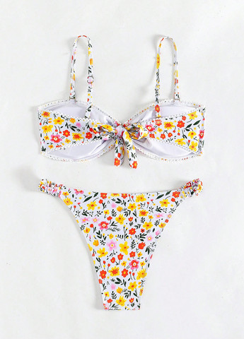 Комбинированный летний купальник (лиф, трусики) балконет, раздельный SHEIN