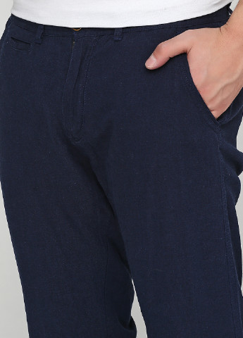 Темно-синие кэжуал демисезонные со средней талией брюки Casual Friday