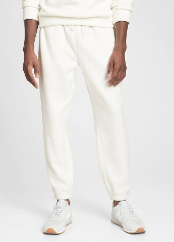Костюм (свитшот, брюки) Gap однотонный белый спортивный флис, полиэстер
