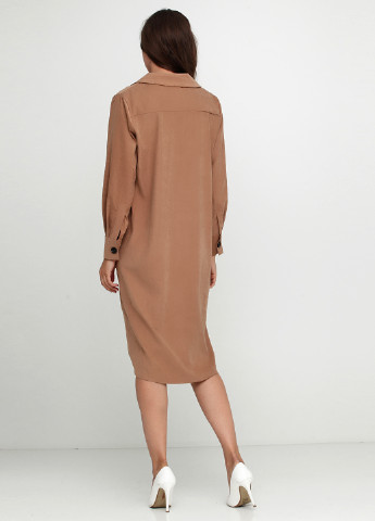 Светло-коричневое кэжуал платье рубашка Vertex однотонное