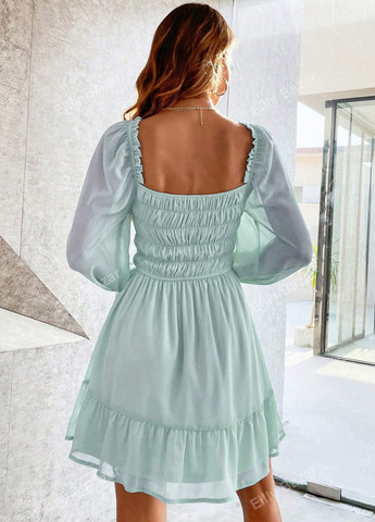 Серо-голубое коктейльное платье SHEIN однотонное