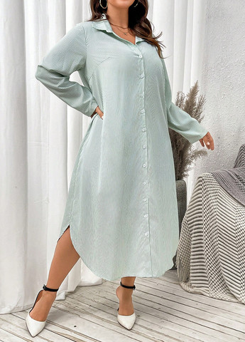 М'ятна святковий, кежуал сукня а-силует, сукня-сорочка SHEIN в смужку