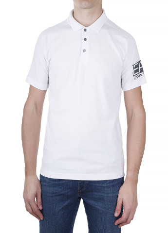 Белая мужская футболка поло ARMANI EA7 с логотипом