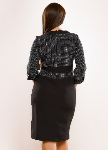 Черное кэжуал платье короткое Lady Style в горошек