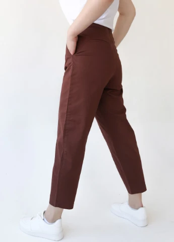 Брюки женские коричневые слоучи с высокой посадкой Karol Slouchy (253643526)