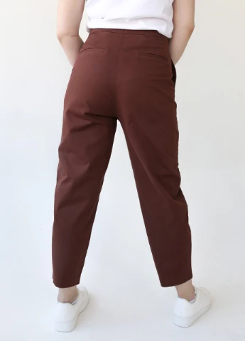 Брюки женские коричневые слоучи с высокой посадкой Karol Slouchy (253643526)