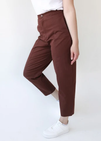 Брюки женские коричневые слоучи с высокой посадкой Karol Slouchy (253643526)