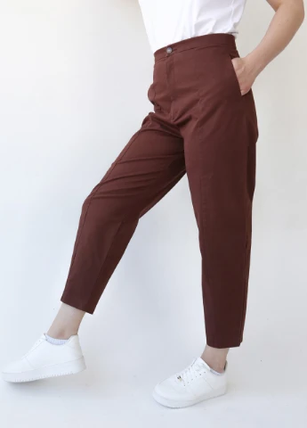 Брюки женские коричневые слоучи с высокой посадкой Karol Slouchy (253643526)