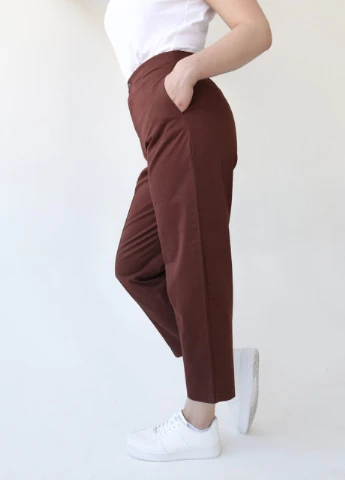 Брюки женские коричневые слоучи с высокой посадкой Karol Slouchy (253643526)