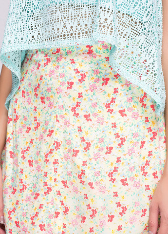 Молочная кэжуал цветочной расцветки юбка Bershka а-силуэта (трапеция)