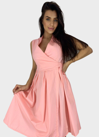 Розовое кэжуал платье Let's Shop однотонное