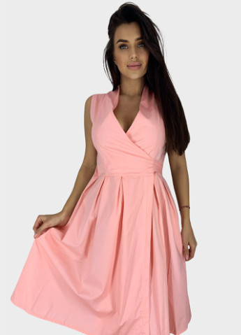 Розовое кэжуал платье Let's Shop однотонное