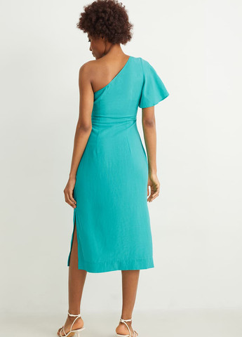 Бірюзова кежуал сукня на одне плече C&A однотонна