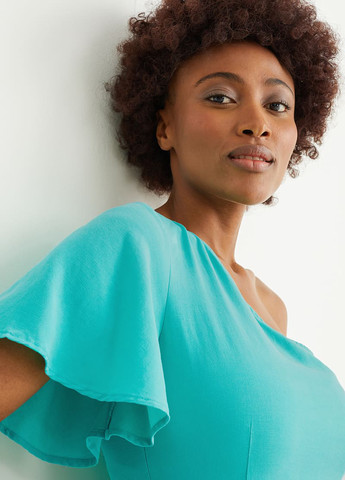 Бірюзова кежуал сукня на одне плече C&A однотонна