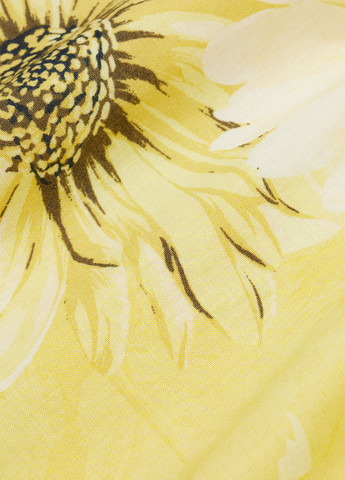 Золотой кэжуал платье с открытыми плечами H&M с цветочным принтом