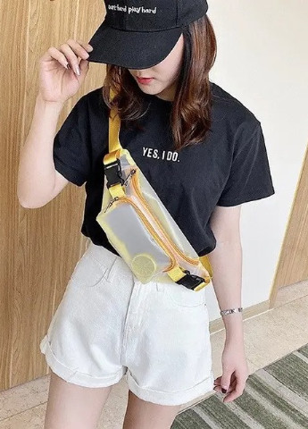 Жіноча бананка прозора поясна сумка жовта No Brand (253016869)