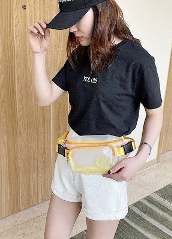 Жіноча бананка прозора поясна сумка жовта No Brand (253016869)