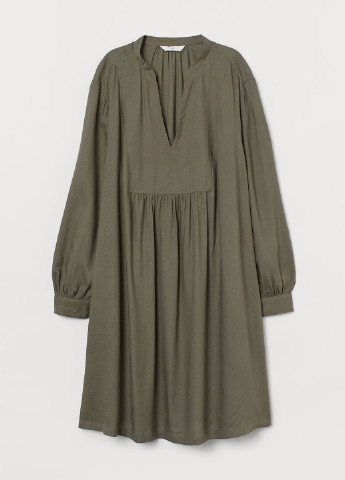 Оливковое (хаки) кэжуал платье оверсайз H&M однотонное