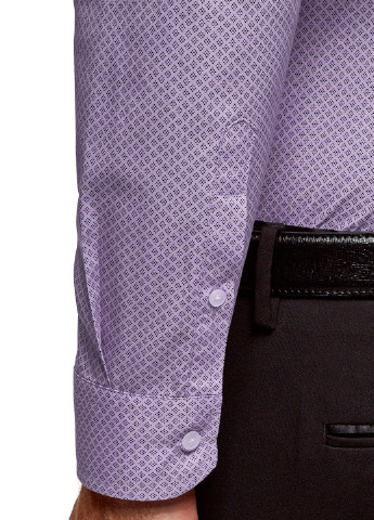 Фиолетовая классическая рубашка с геометрическим узором Oodji с длинным рукавом