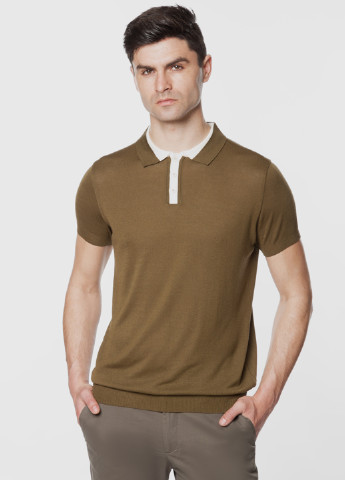 Оливковая (хаки) футболка-поло вязаное мужское для мужчин Arber однотонная