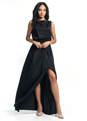 Черное вечернее платье в греческом стиле, клеш FEM однотонное