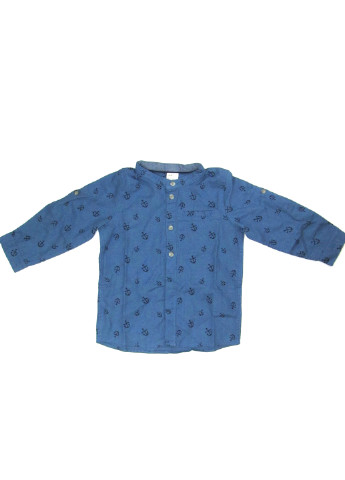 Синяя кэжуал рубашка с рисунком H&M с длинным рукавом