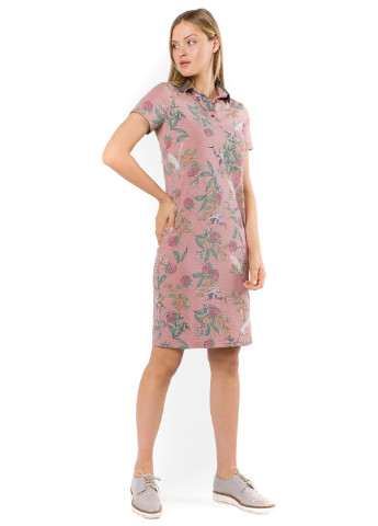 Розовое кэжуал платье поло MR 520 с рисунком