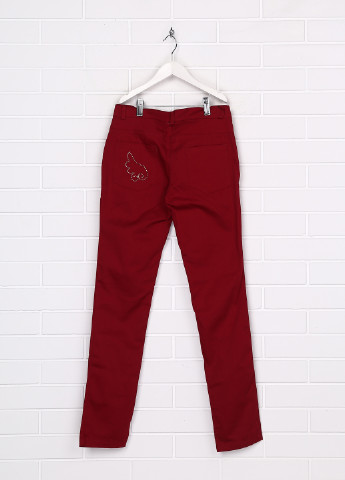 Бордовые джинсовые демисезонные с высокой талией брюки Bonito