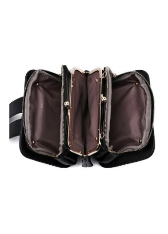 Жіноча сумка крос-боді 10214 на цепочці на три відділи чорна No Brand (252989194)