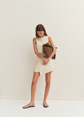 Кремовое кэжуал платье на запах SHEIN однотонное