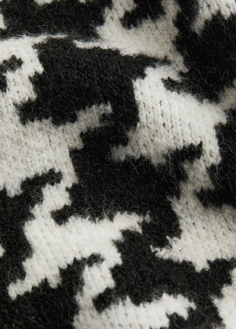 Черно-белое кэжуал платье платье-свитер, оверсайз H&M с узором пье-де-пуль «гусиная лапка»