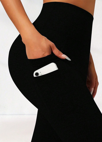 Черные демисезонные леггинсы SHEIN