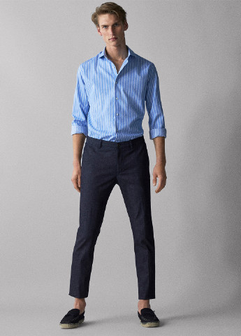 Голубой кэжуал рубашка в полоску Massimo Dutti