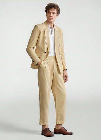 Бежевый демисезонный костюм (пиджак, брюки) брючный SHEIN