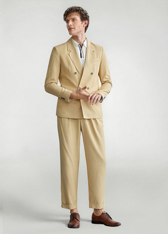 Бежевый демисезонный костюм (пиджак, брюки) брючный SHEIN