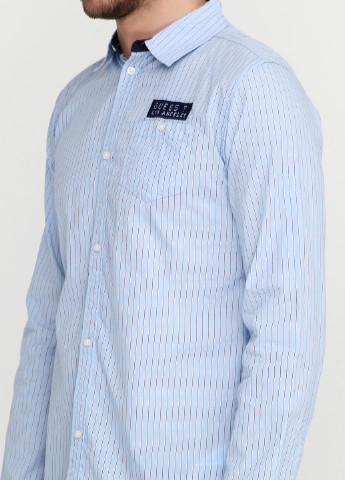 Голубой кэжуал рубашка в полоску Guess с длинным рукавом
