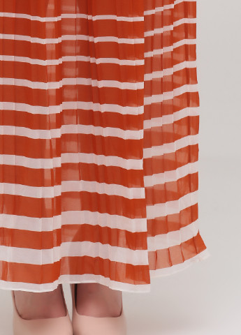 Терракотовая кэжуал в полоску юбка Vero Moda а-силуэта (трапеция), плиссе
