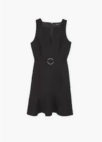 Черное деловое платье Mango однотонное