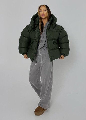 Темно-зеленая зимняя куртка куртка-трансформер No Brand