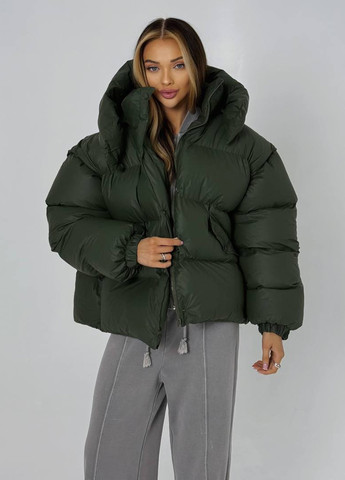 Темно-зеленая зимняя куртка куртка-трансформер No Brand