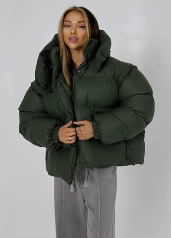 Темно-зеленая зимняя куртка куртка-трансформер No Brand