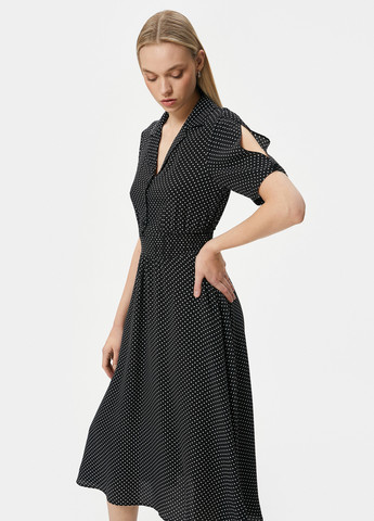 Черное кэжуал платье рубашка KOTON в горошек
