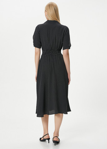 Черное кэжуал платье рубашка KOTON в горошек
