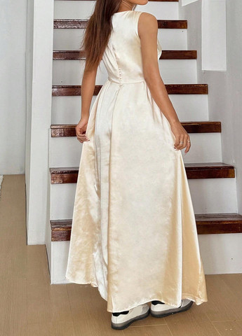 Кремова вечірня сукня в стилі армпір SHEIN однотонна