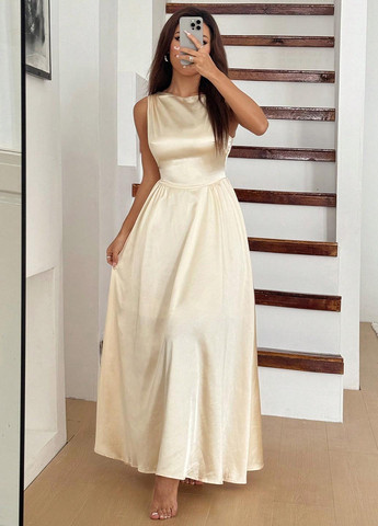 Кремова вечірня сукня в стилі армпір SHEIN однотонна